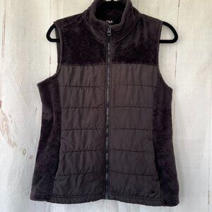 Fila - Women’s Black Fleece & Quilted Puffer Vest – Size Medium